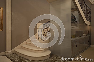 Render of the marble stairs Stock Photo