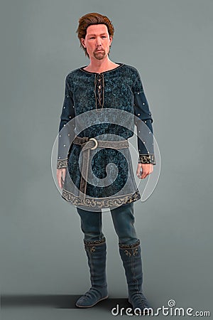 Render of a mature male character in medieval fantasy style costume Stock Photo