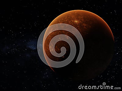 Render of the planet from the dark side against the background of stars and the milky way Stock Photo