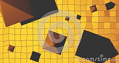 Render with sand colored pyramids with pixel shadows on top Stock Photo