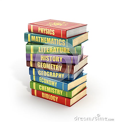 render of stack old colorful school books Stock Photo