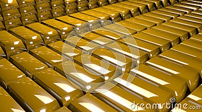 Render of stacks of gold bars Stock Photo