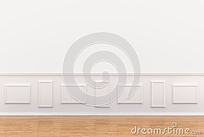 Render of white interior with panels on wall Stock Photo