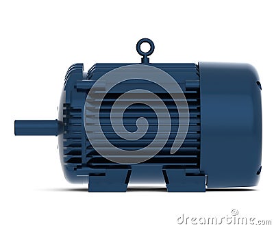 Rendered blue shiny electric motor Stock Photo