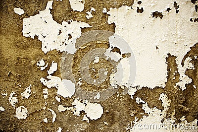 Rendered brick wall with areas of peeled paintwork Stock Photo