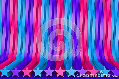 Rendered 3D Illustration of abstract background - geometric surfaces formed with extruded star shape, celebration concept Stock Photo