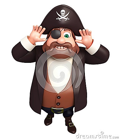 Rendered illustration of pirate funny pose Cartoon Illustration