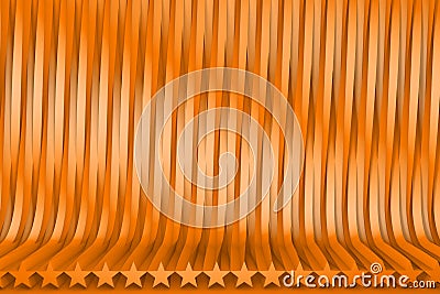 Rendered orange 3D Illustration of abstract background - geometric surfaces formed by extruded star shape, veterans day or new Stock Photo