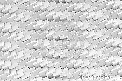 Rendering abstract texture made of repeated faceted cubes on white background Cartoon Illustration