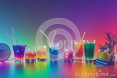 Rendering of Cheers to Life People Toasting Multicolored Fancy Drinks .AI Generated Stock Photo