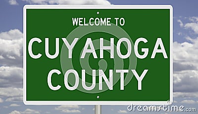 Road sign for Cuyahoga County Stock Photo