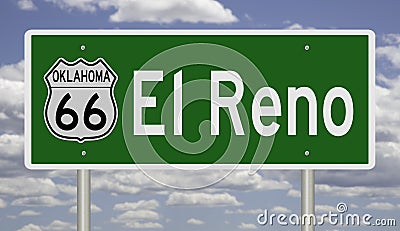 Road sign for El Reno Oklahoma on Route 66 Stock Photo