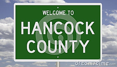 Road sign for Hancock County Stock Photo