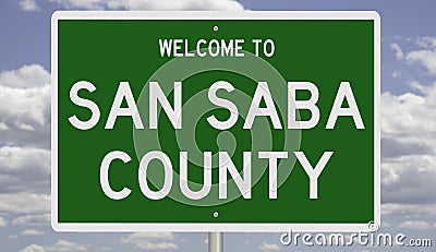 Road sign for San Saba County Stock Photo