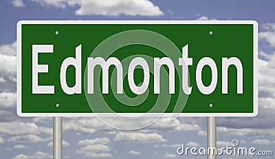 Highway sign for Edmonton Alberta Canada Stock Photo
