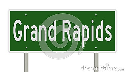 Highway sign for Grand Rapids Michigan Stock Photo