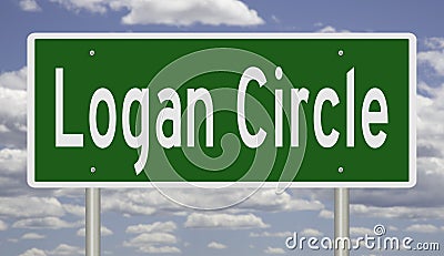 Highway sign for Logan Circle Stock Photo