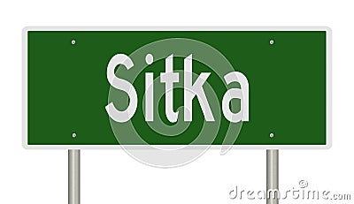 Highway sign for Sitka Alaska Stock Photo