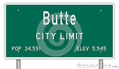 Butte road sign showing population and elevation Stock Photo