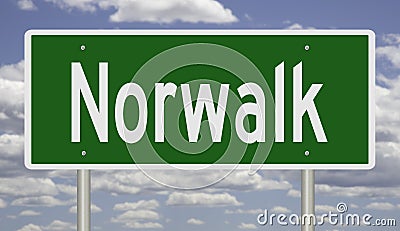 Highway sign for Norwalk Stock Photo