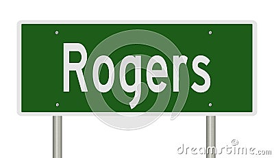 Highway sign for Rogers Arkansas Stock Photo