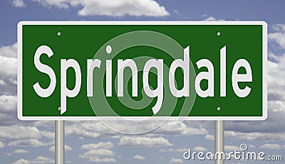 Highway sign for Springdale Arkansas Stock Photo