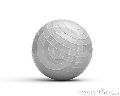 Rendering of grey ridged exercise ball isolated on white background. Stock Photo
