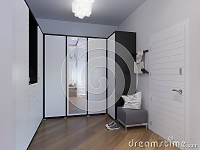 Rendering hall interior design Cartoon Illustration