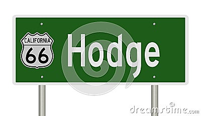 Road sign for Hodge California on Route 66 Stock Photo