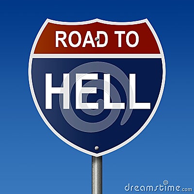 Road to Hell sign Stock Photo