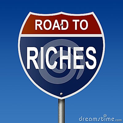 Road to Riches sign Stock Photo