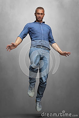 CG render of a handsome man in arms outstretched fantasy pose Stock Photo