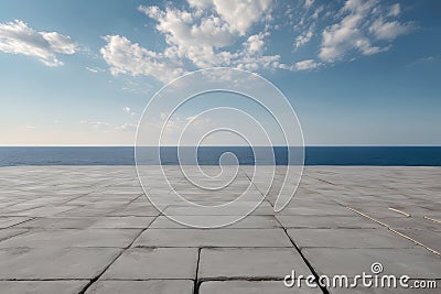 rendering of sea view plaza with clear sky background Editorial Stock Photo