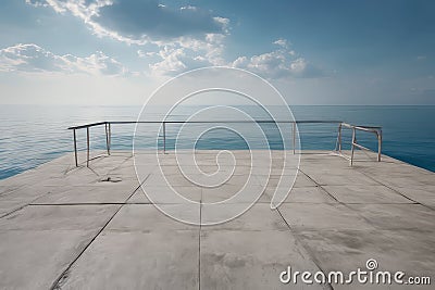 rendering of sea view plaza with clear sky background Editorial Stock Photo