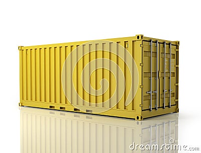 Rendering of a shipping container. Stock Photo