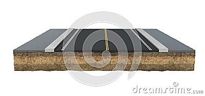 Rendering square piece of asphalt road isolated on the white background Stock Photo