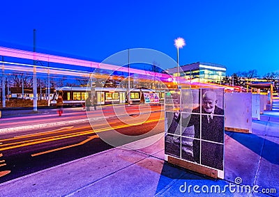 Rene Cassin pic, Palais des Nations, Geneva Editorial Stock Photo