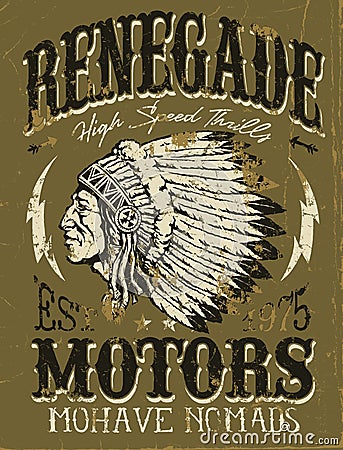 Renegade Motors Vintage Design for Apparel Vector Illustration