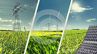 Renewable energies concept collage Stock Photo