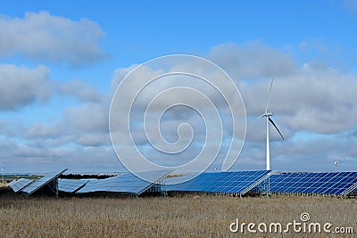 Renewable energies at sunset I Stock Photo