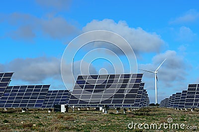 Renewable energies at sunset III Stock Photo