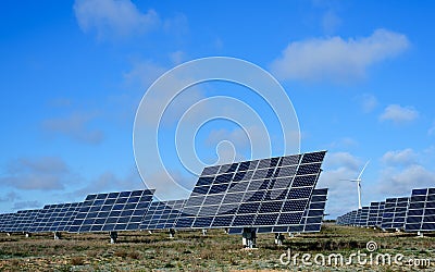 Renewable energies at sunset IV Stock Photo