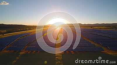 Renewable Energy Breakthroughs with an Aerial View of a Solar Farm Stock Photo