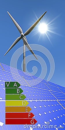 Renewable energy - energy labels Cartoon Illustration