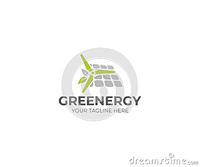 Renewable Energy Logo Template. Windpower and Solar Panel Vector Design Vector Illustration