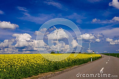 Renewable Energy Windmill Turbines Stock Photo
