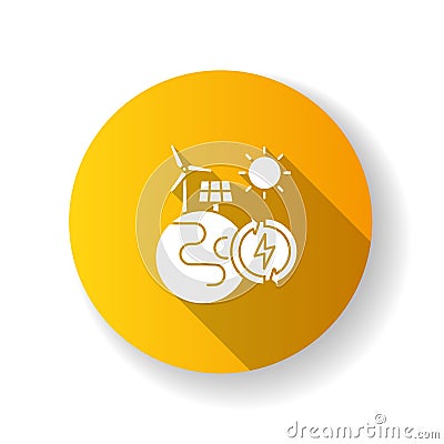 Renewable energy yellow flat design long shadow glyph icon Vector Illustration