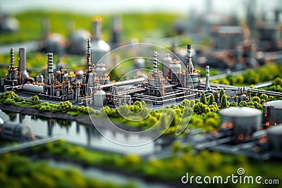 Renewable fuel vision Green hydrogen factory harnessing renewable resources Stock Photo