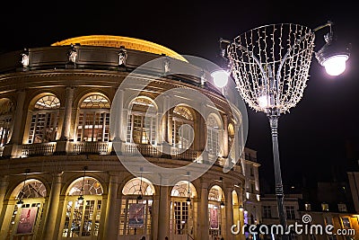 RENNES, FRANCE - NOVEMBER 11 201: The Opera House at dusk, in Re Editorial Stock Photo