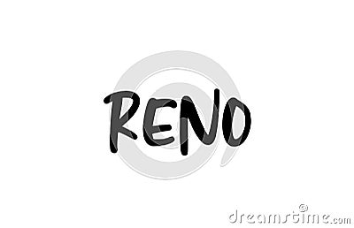 Reno city handwritten typography word text hand lettering. Modern calligraphy text. Black color Vector Illustration